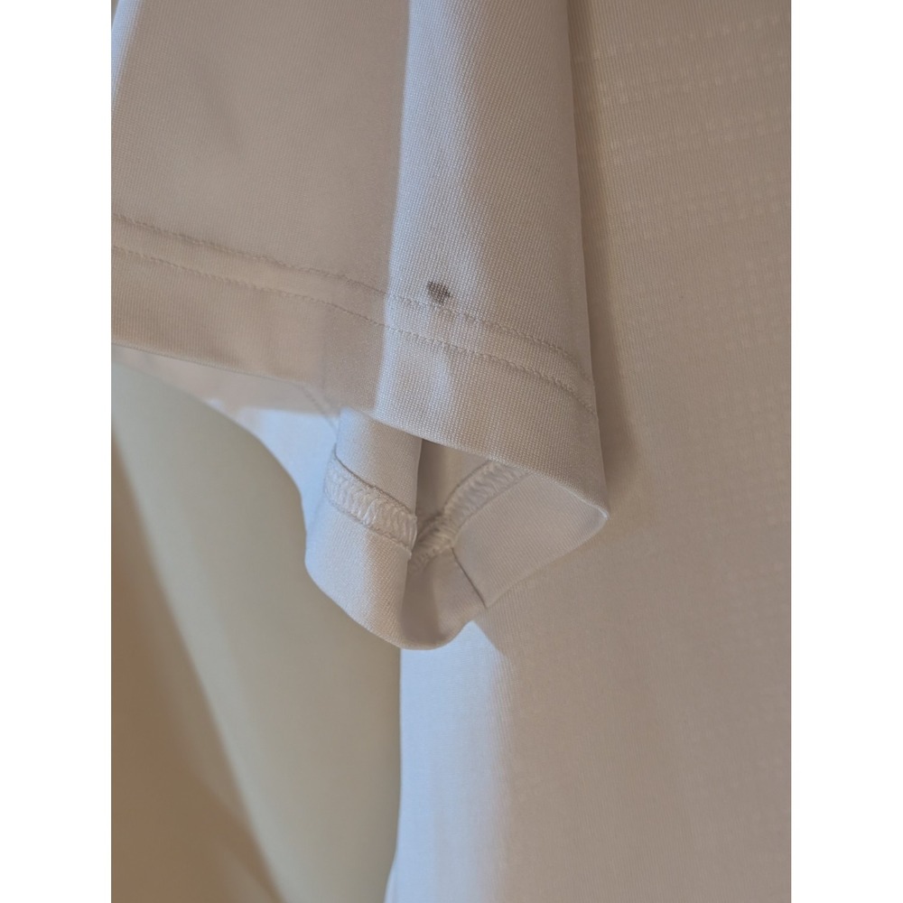 ADIDAS Puremotion Golf Polo Shirt White Navy Stripes Size L Minor Stains‎ Flaws - Picture 5 of 5